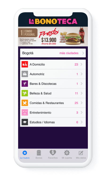 Bonoteca App Categories
